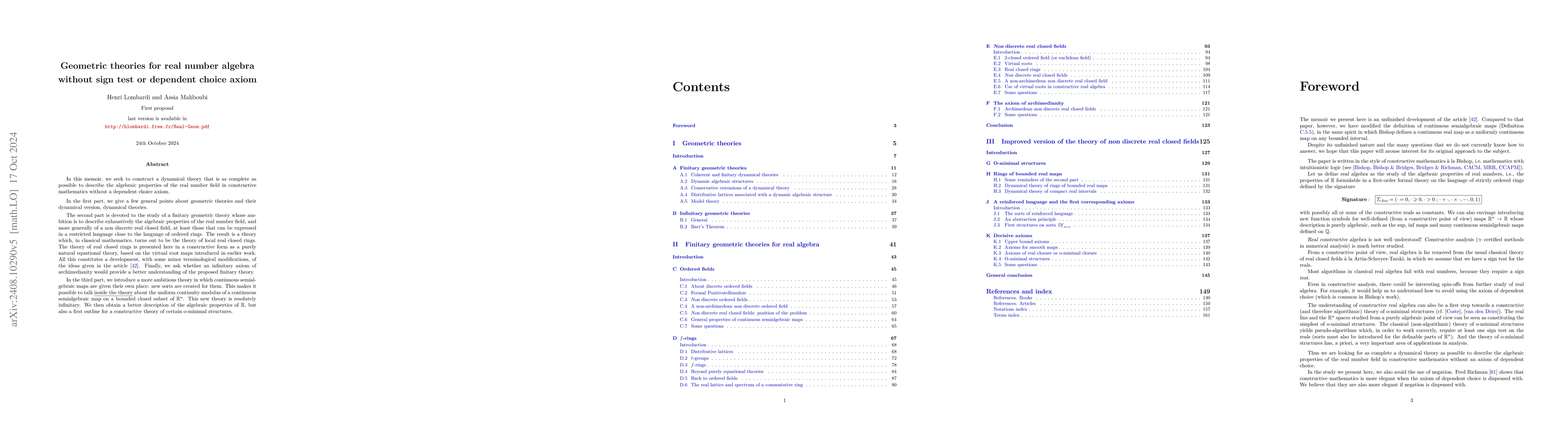 Thumbnail for Geometric theories for real number algebra without sign test or
  dependent choice axiom