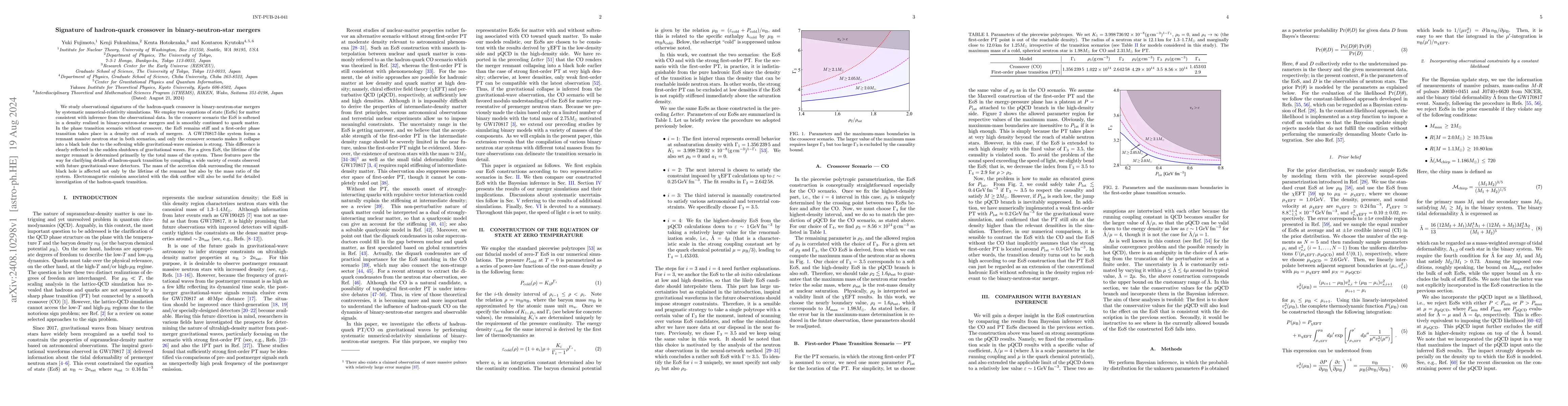 Thumbnail for Signature of hadron-quark crossover in binary-neutron-star mergers