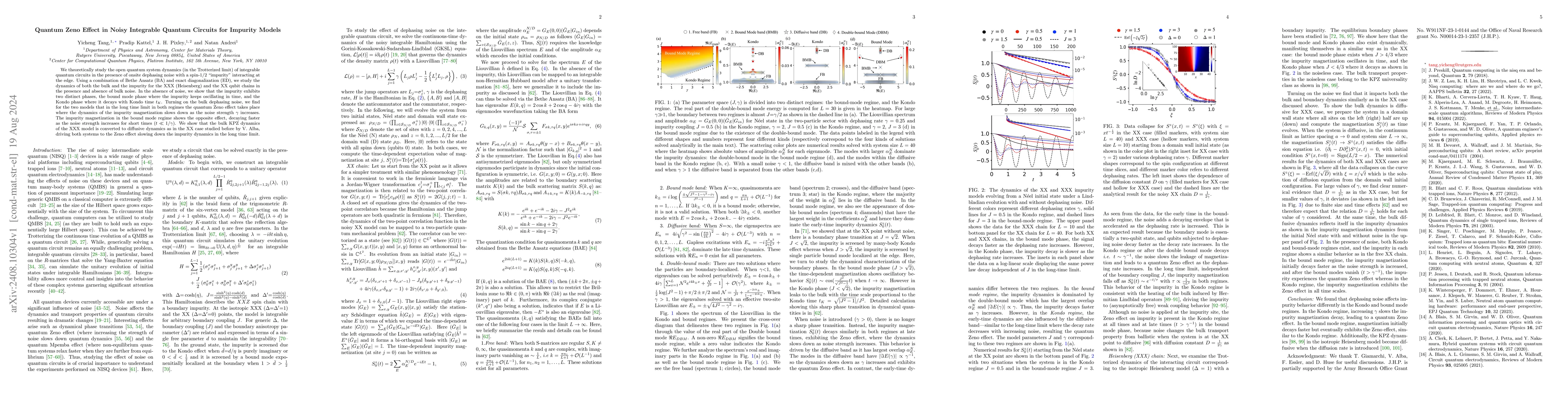 Thumbnail for Quantum Zeno Effect in Noisy Integrable Quantum Circuits for Impurity
  Models