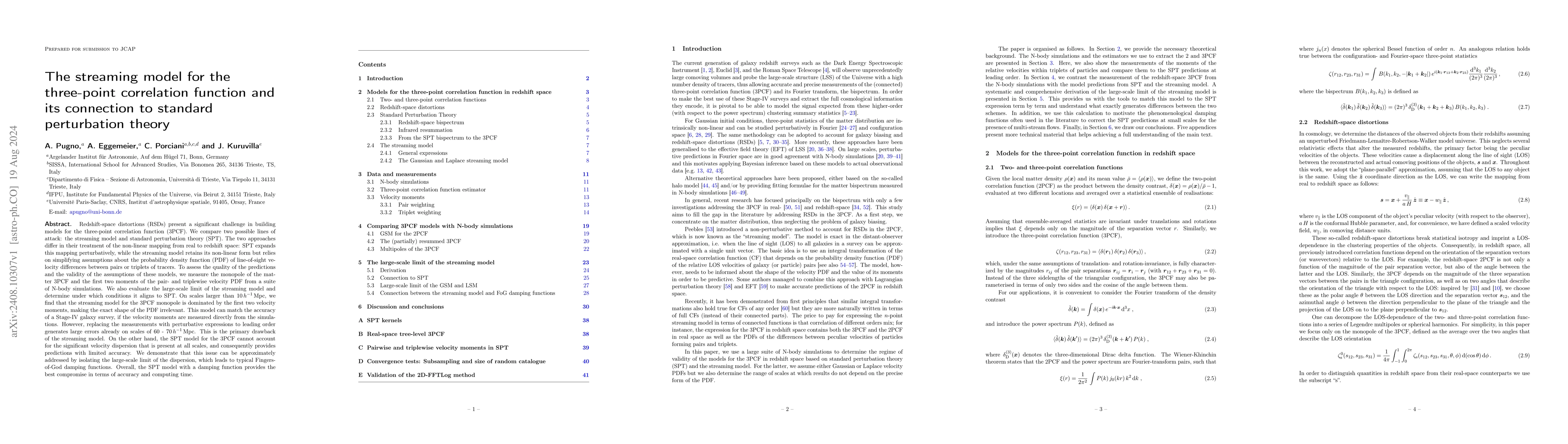 Thumbnail for The streaming model for the three-point correlation function and its
  connection to standard perturbation theory