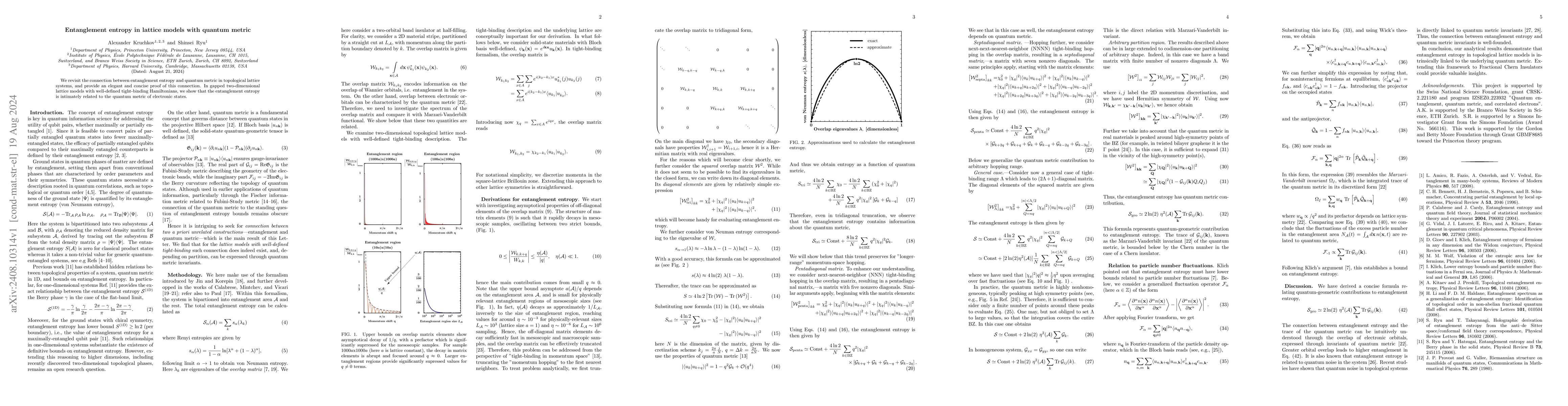 Thumbnail for Entanglement entropy in lattice models with quantum metric