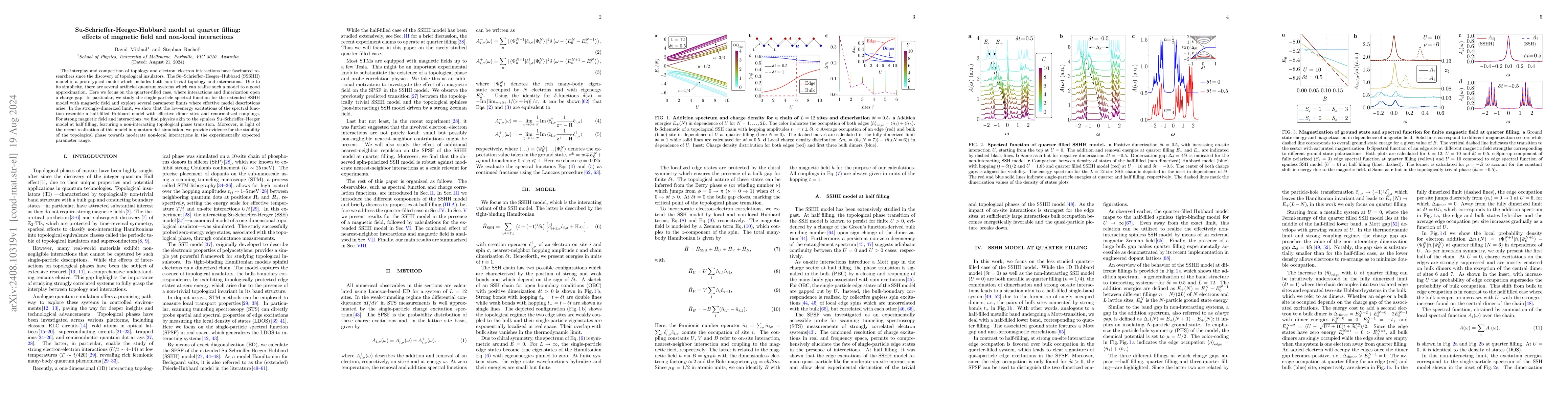 Thumbnail for Su-Schrieffer-Heeger-Hubbard model at quarter filling: effects of
  magnetic field and non-local interactions