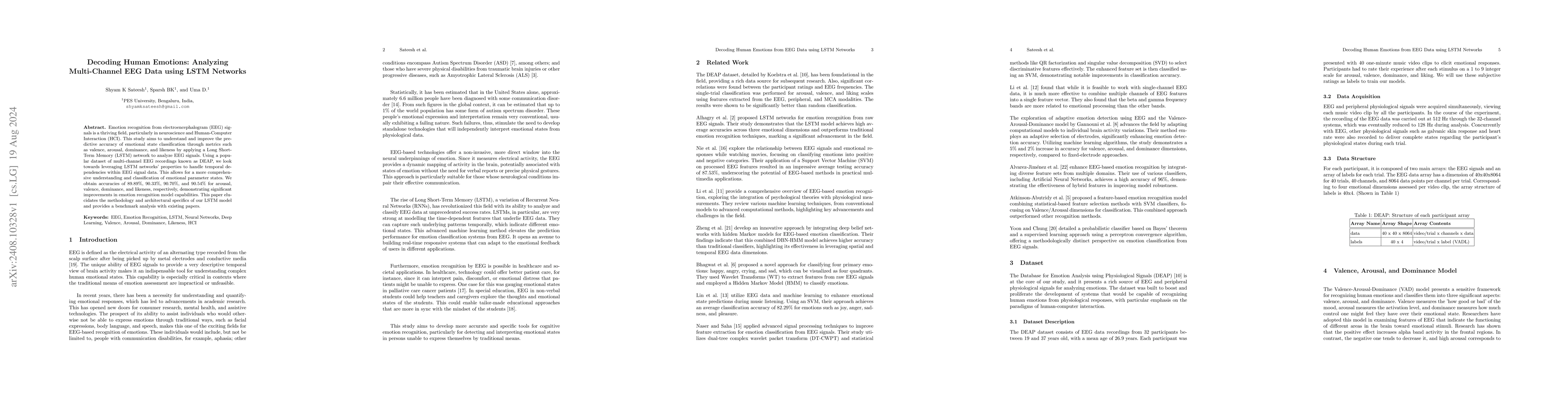 Thumbnail for Decoding Human Emotions: Analyzing Multi-Channel EEG Data using LSTM
  Networks