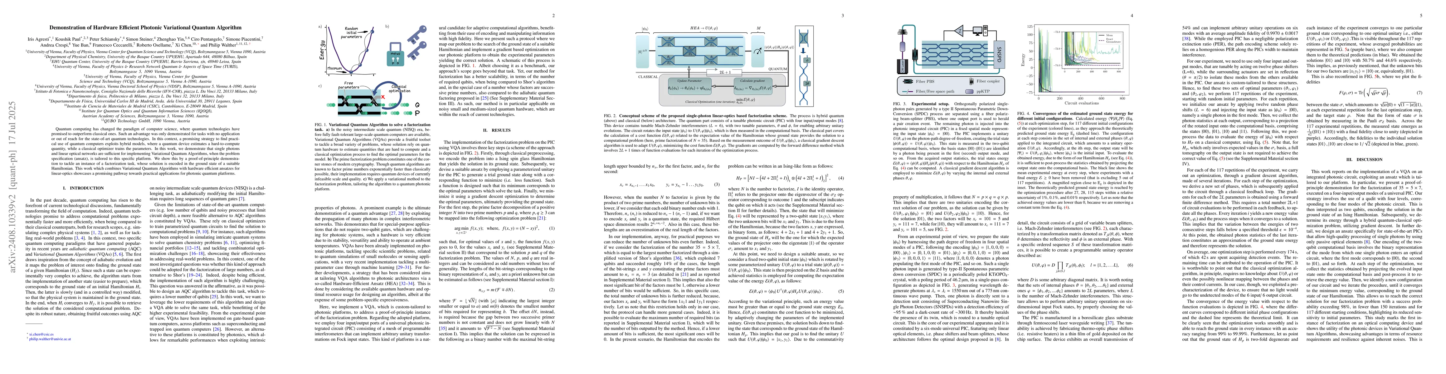 Thumbnail for Demonstration of Hardware Efficient Photonic Variational Quantum
  Algorithm