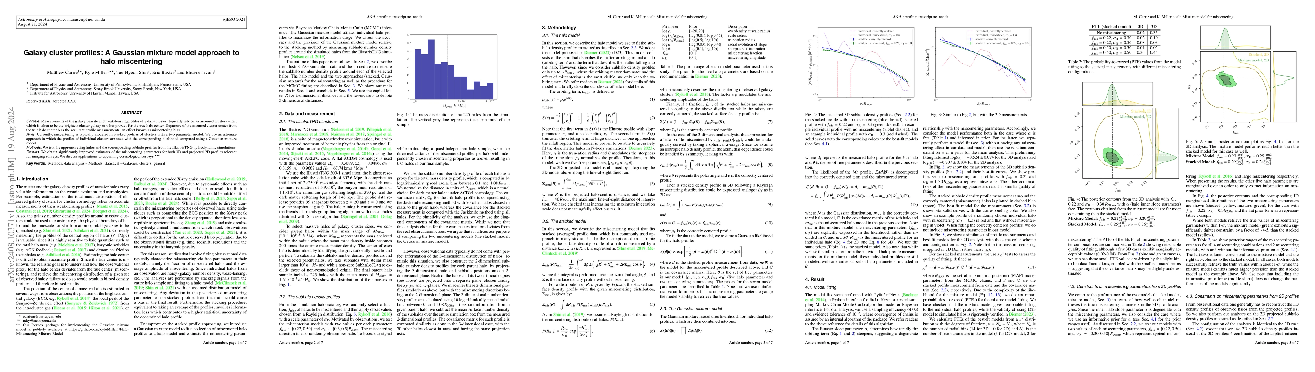 Thumbnail for Galaxy cluster profiles: A Gaussian mixture model approach to halo
  miscentering