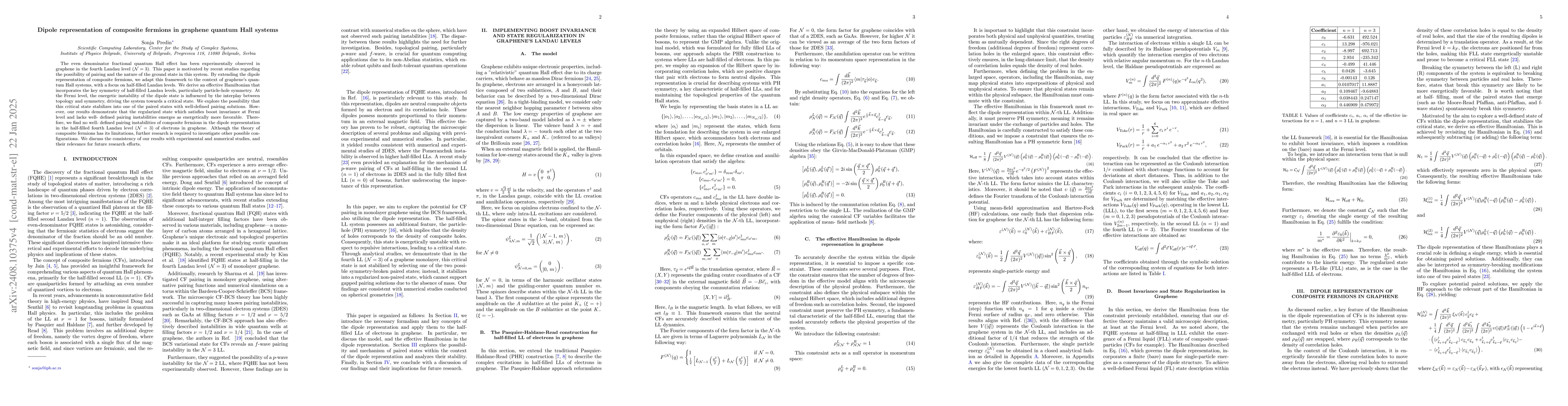 Thumbnail for Dipole representation of composite fermions in graphene's quantum Hall
  systems