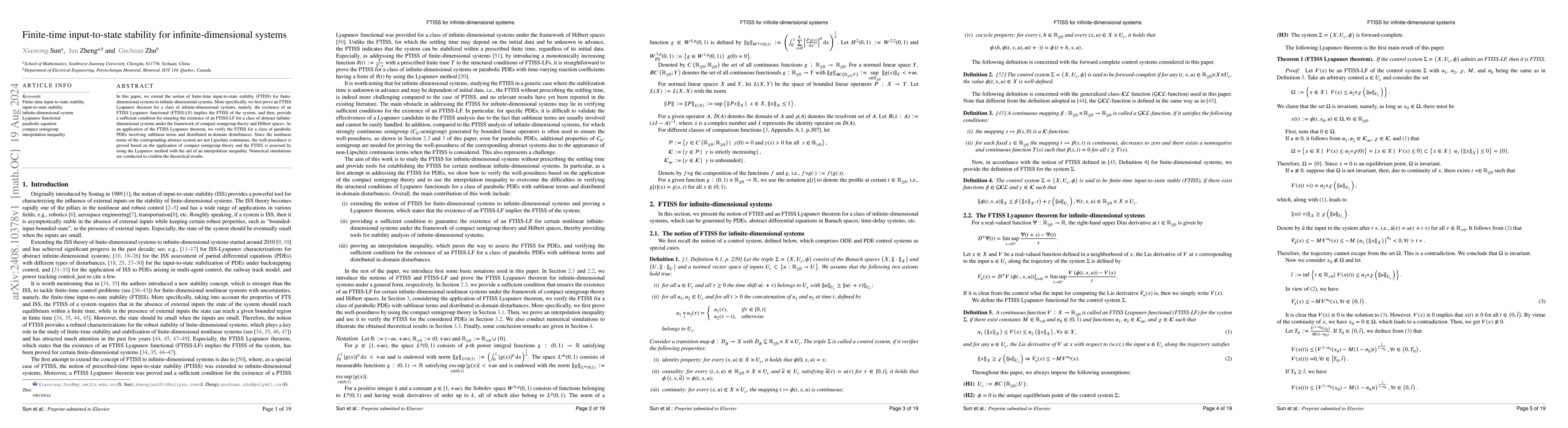 Thumbnail for Finite-time input-to-state stability for infinite-dimensional systems