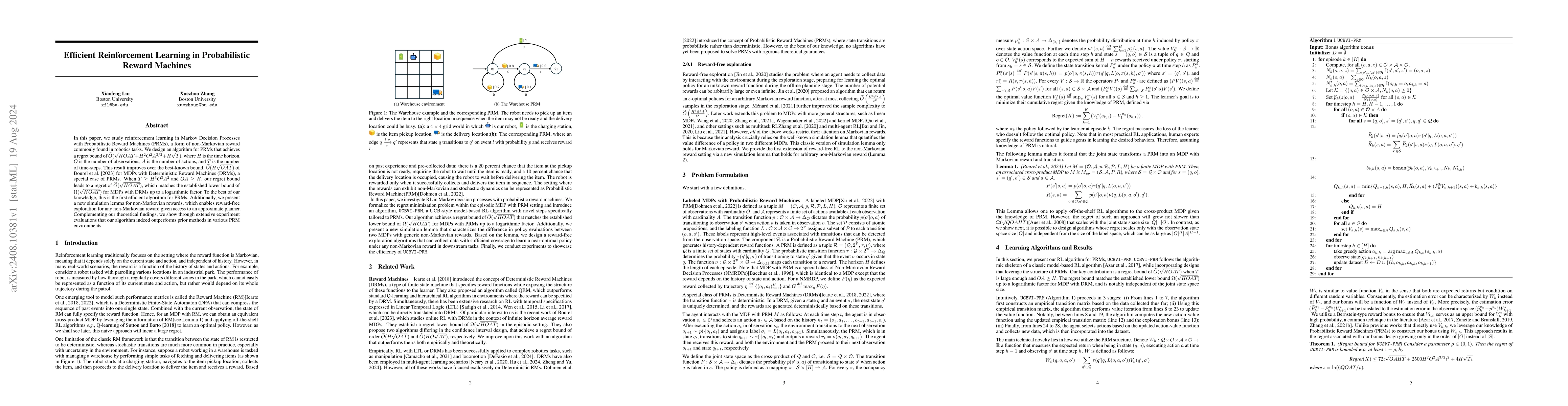 Thumbnail for Efficient Reinforcement Learning in Probabilistic Reward Machines