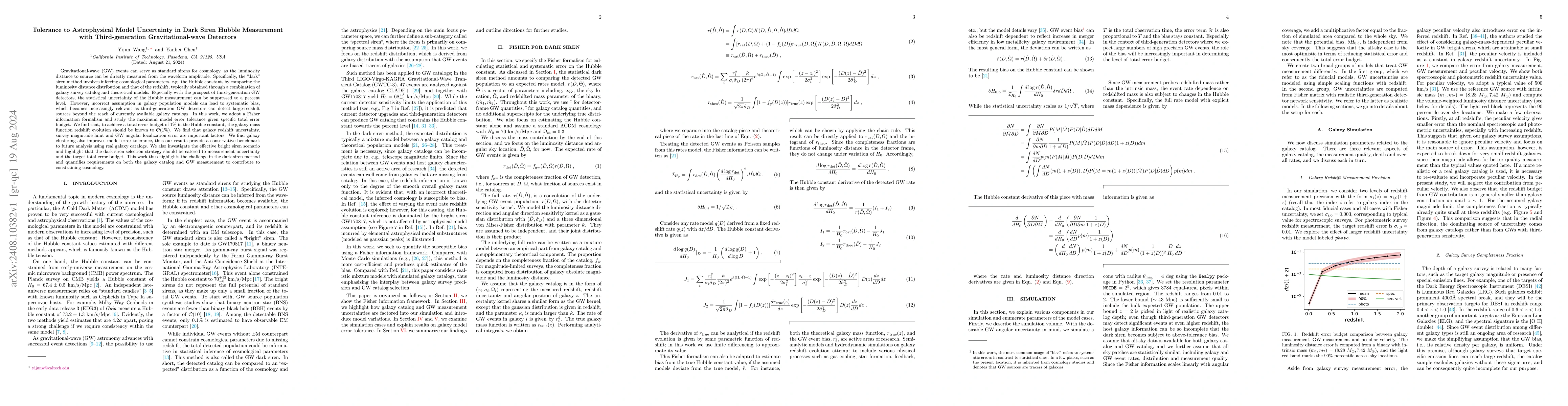 Thumbnail for Tolerance to Astrophysical Model Uncertainty in Dark Siren Hubble
  Measurement with Third-generation Gravitational-wave Detectors