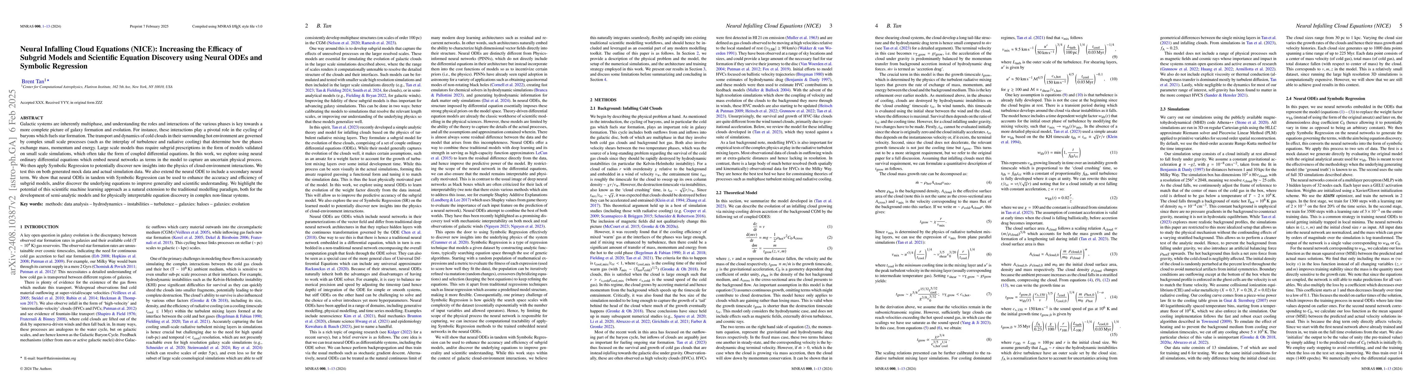 Thumbnail for Neural Infalling Cloud Equations (NICE): Increasing the Efficacy of
  Subgrid Models and Scientific Equation Discovery using Neural ODEs and
  Symbolic Regression
