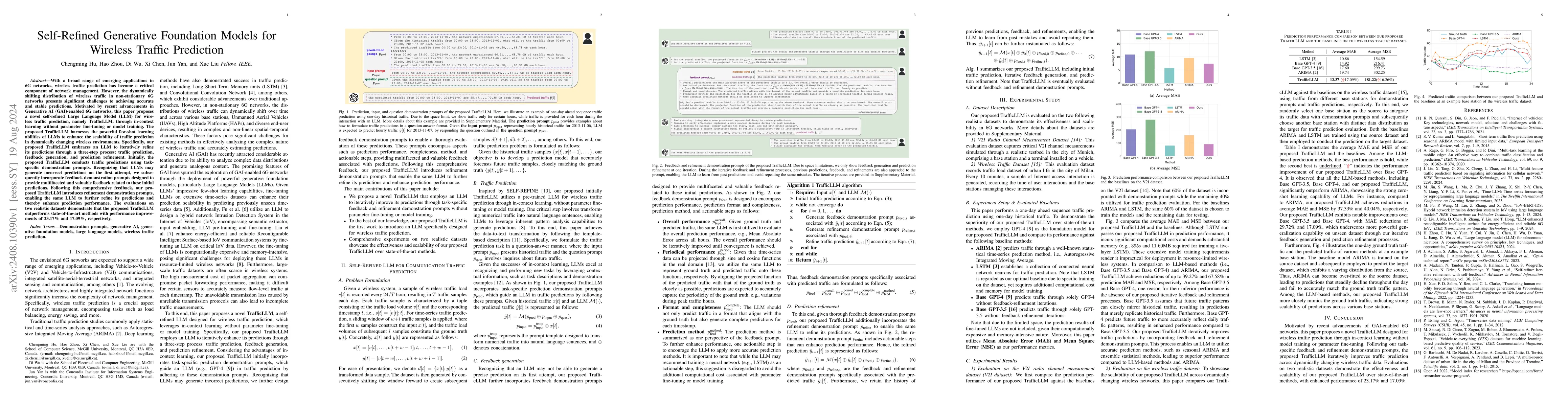 Thumbnail for Self-Refined Generative Foundation Models for Wireless Traffic
  Prediction