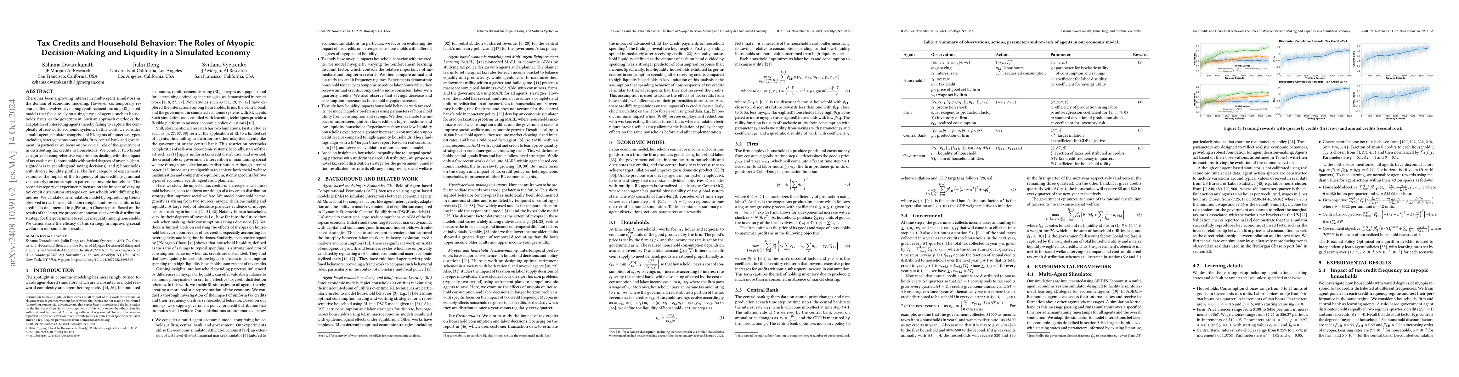 Thumbnail for Tax Credits and Household Behavior: The Roles of Myopic Decision-Making
  and Liquidity in a Simulated Economy