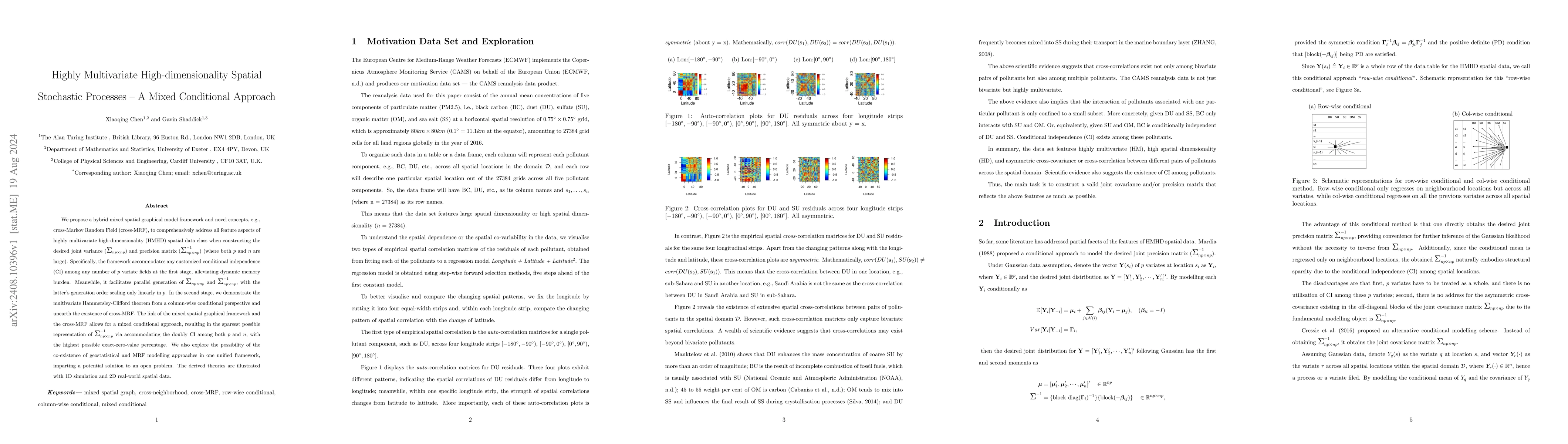 Thumbnail for Highly Multivariate High-dimensionality Spatial Stochastic Processes-A
  Mixed Conditional Approach