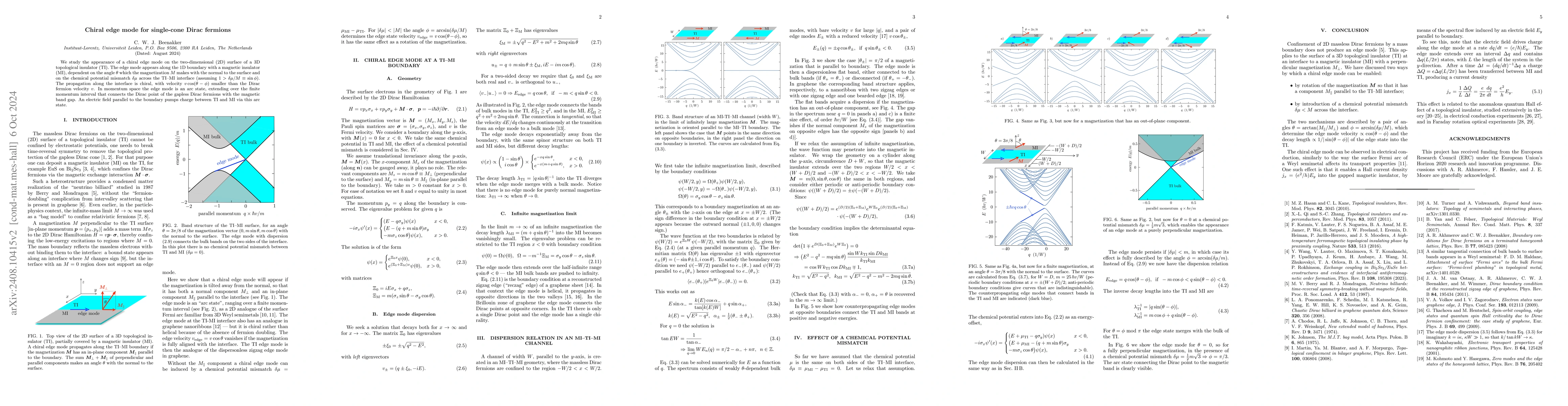 Thumbnail for Chiral edge mode for single-cone Dirac fermions