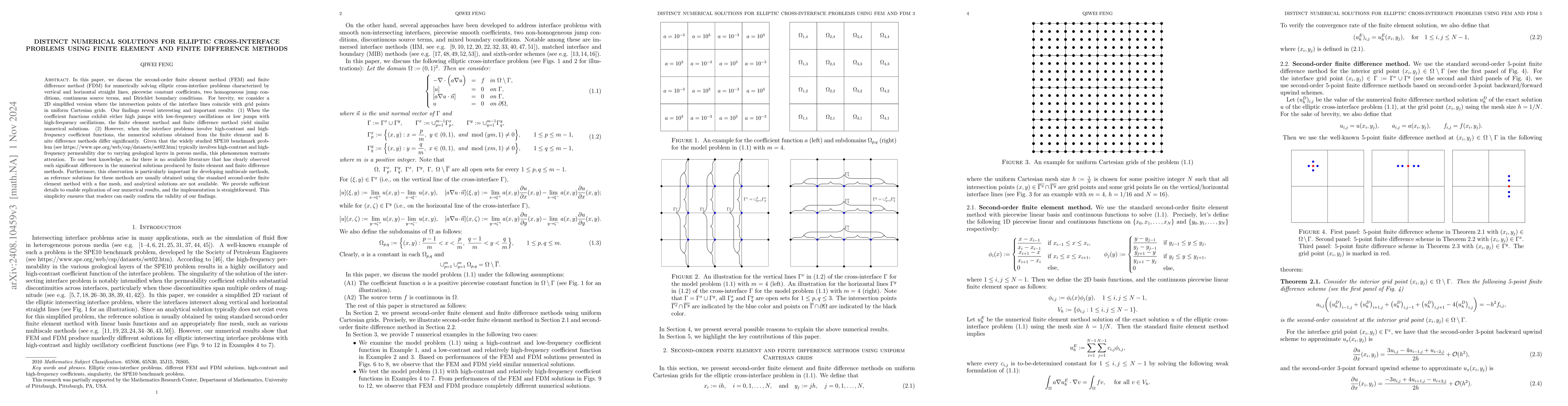 Thumbnail for Distinct Numerical Solutions for Elliptic Cross-Interface Problems Using
  Finite Element and Finite Difference Methods