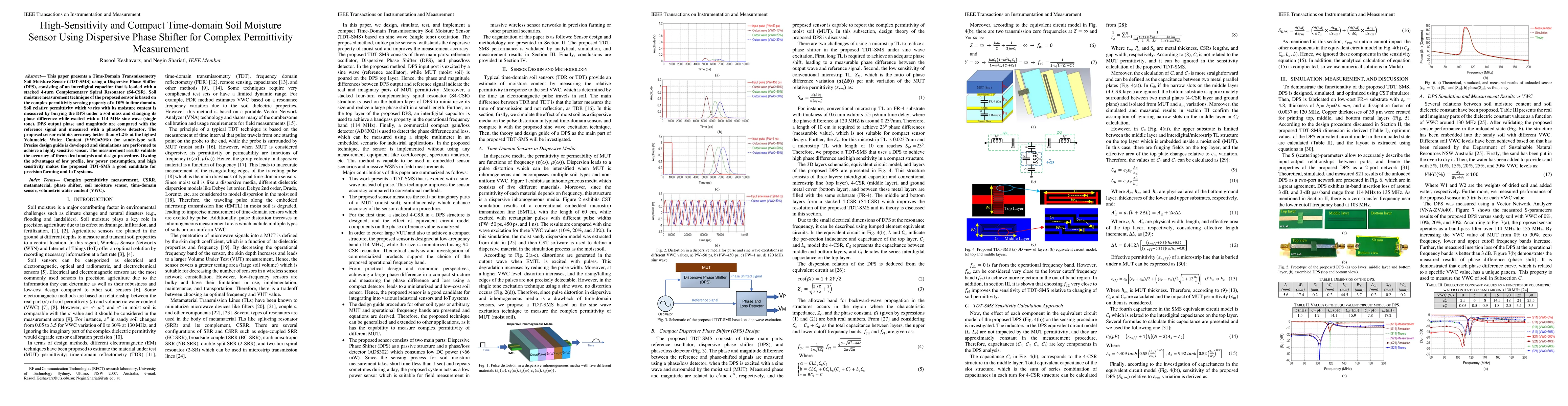 Thumbnail for High-Sensitivity and Compact Time-domain Soil Moisture Sensor Using
  Dispersive Phase Shifter for Complex Permittivity Measurement
