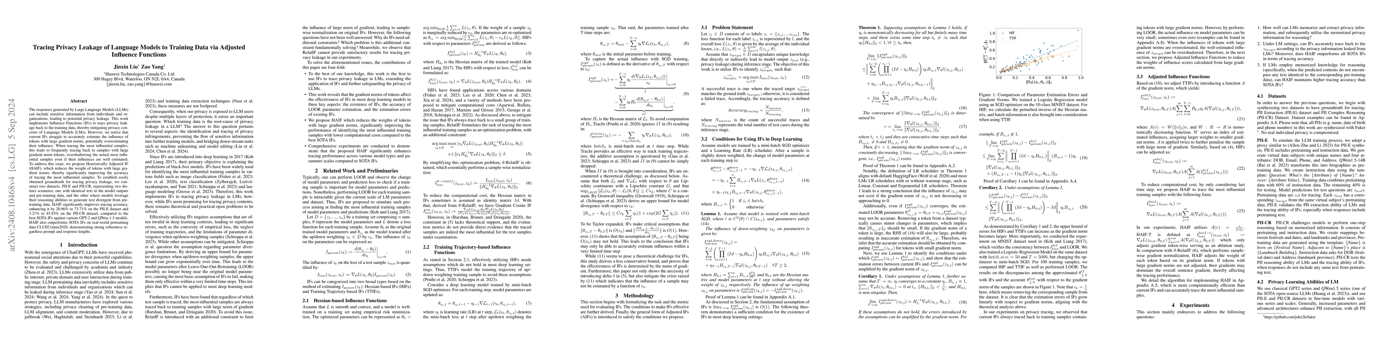 Thumbnail for Tracing Privacy Leakage of Language Models to Training Data via Adjusted
  Influence Functions