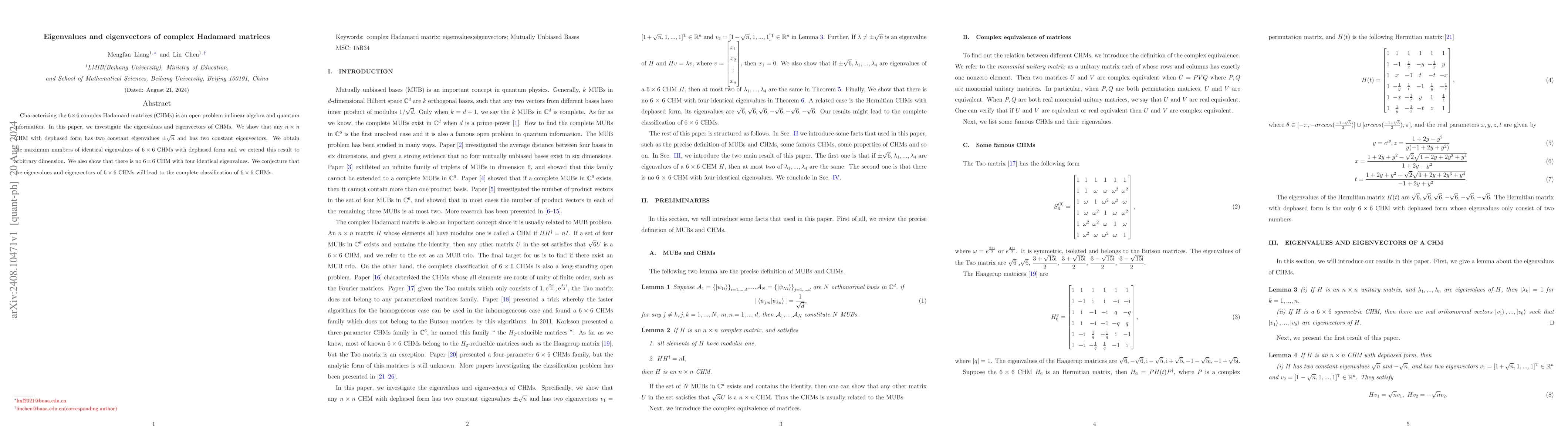 Thumbnail for Eigenvalues and eigenvectors of complex Hadamard matrices