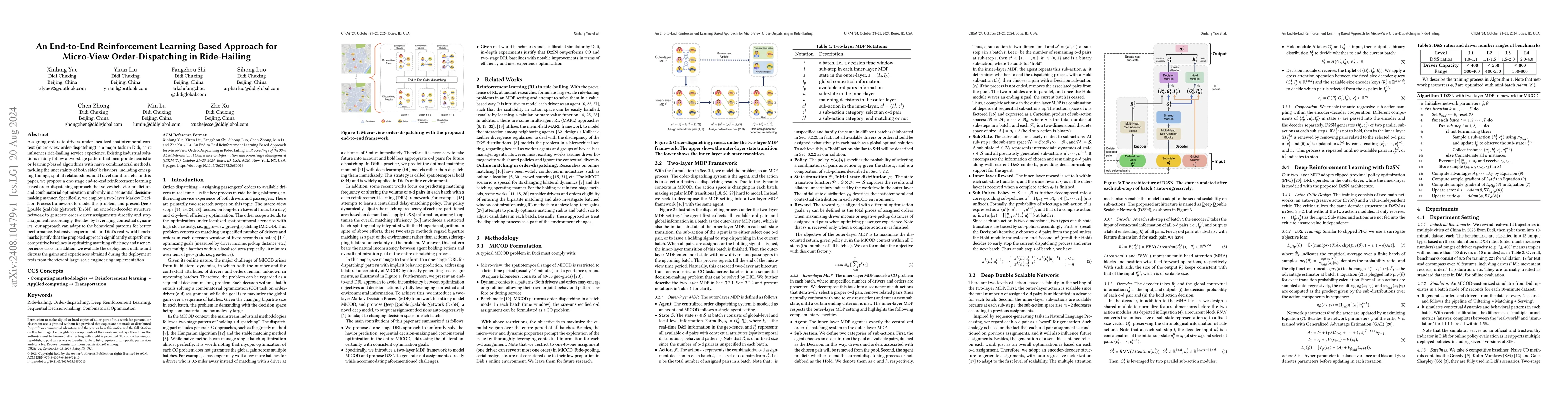 Thumbnail for An End-to-End Reinforcement Learning Based Approach for Micro-View
  Order-Dispatching in Ride-Hailing