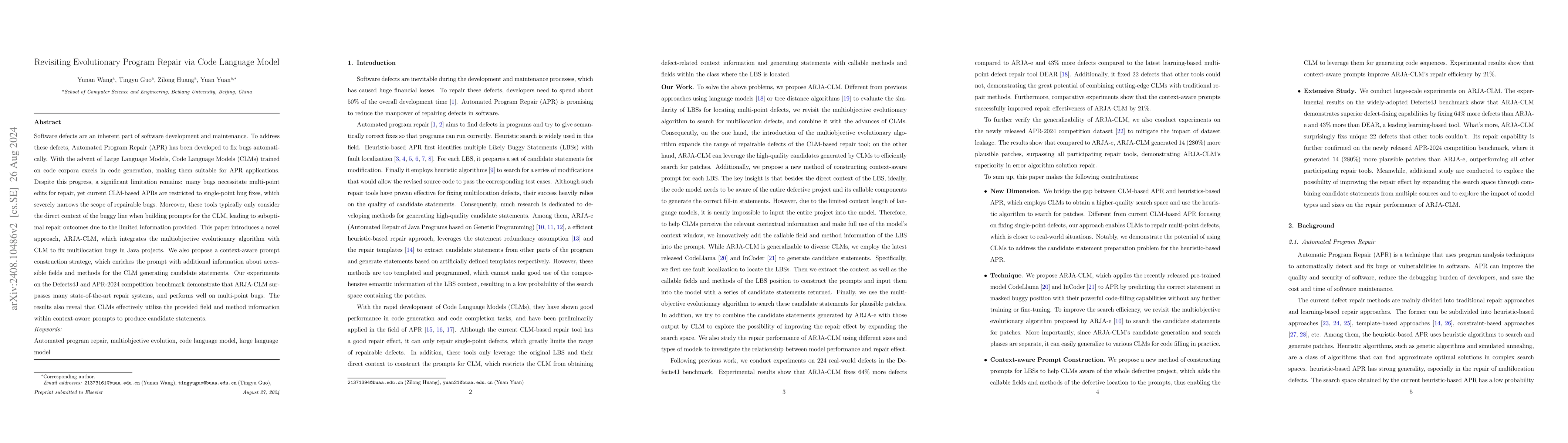 Thumbnail for Revisiting Evolutionary Program Repair via Code Language Model