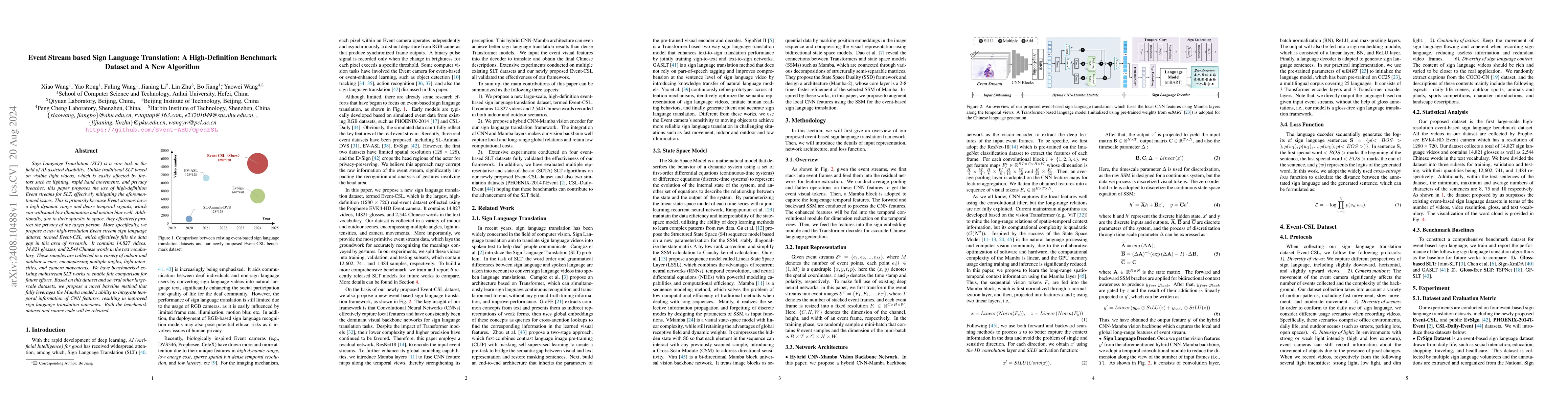Thumbnail for Event Stream based Sign Language Translation: A High-Definition
  Benchmark Dataset and A New Algorithm