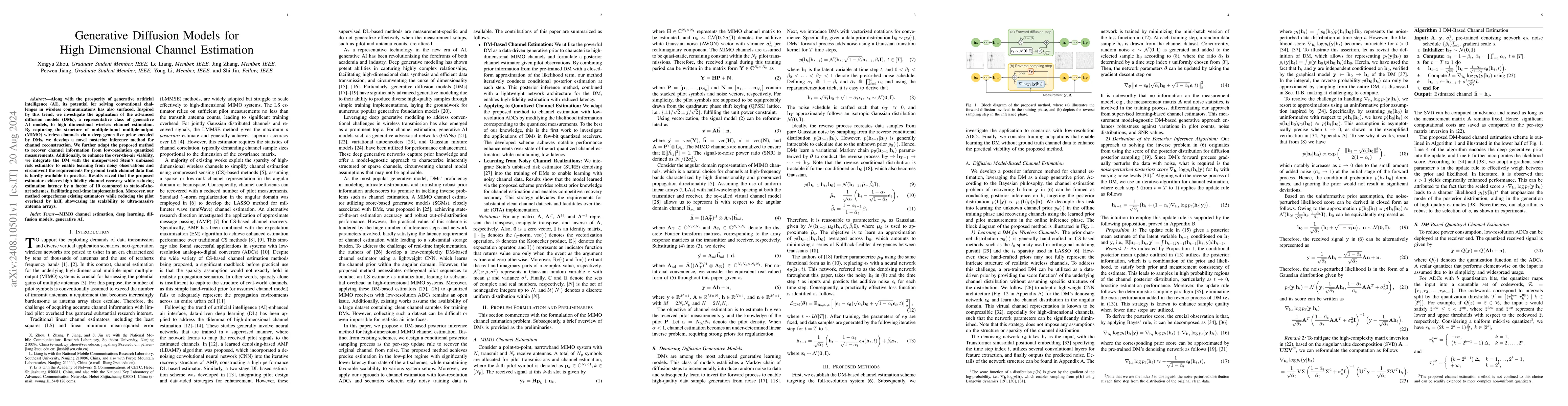 Thumbnail for Generative Diffusion Models for High Dimensional Channel Estimation