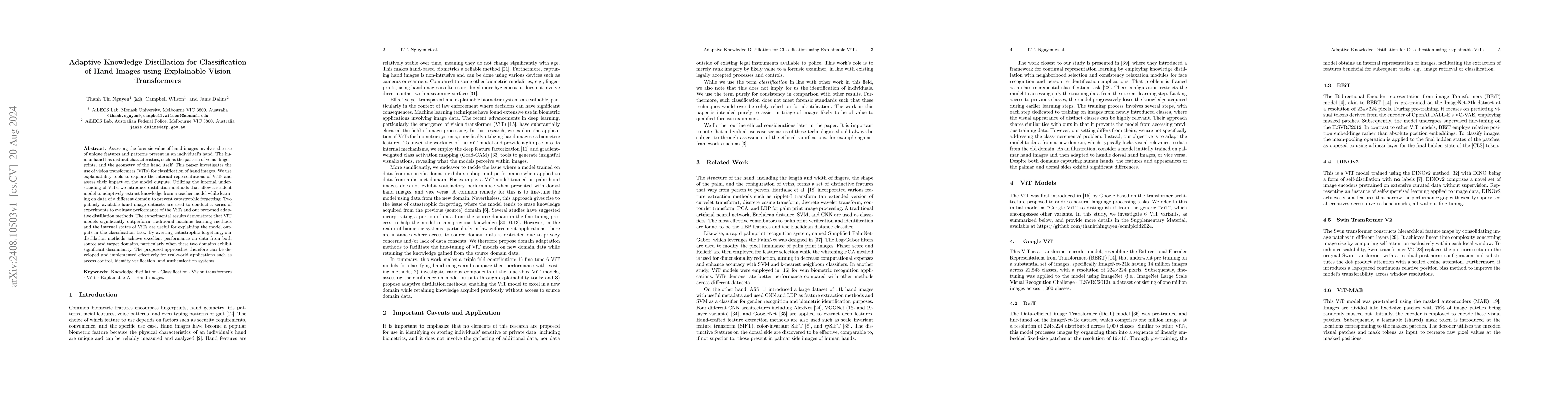 Thumbnail for Adaptive Knowledge Distillation for Classification of Hand Images using
  Explainable Vision Transformers