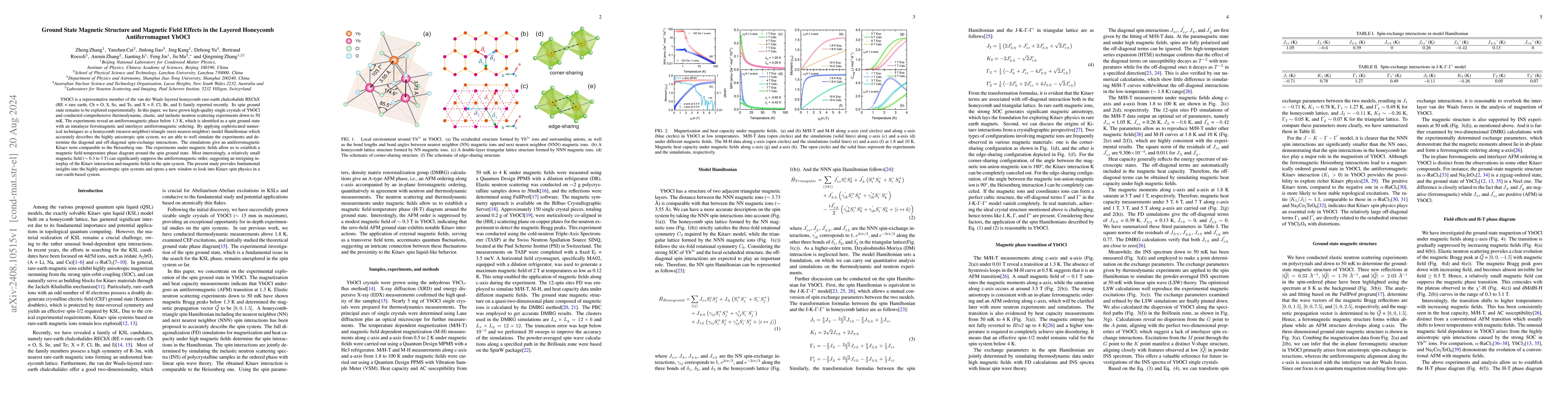 Thumbnail for Ground State Magnetic Structure and Magnetic Field Effects in the
  Layered Honeycomb Antiferromagnet YbOCl