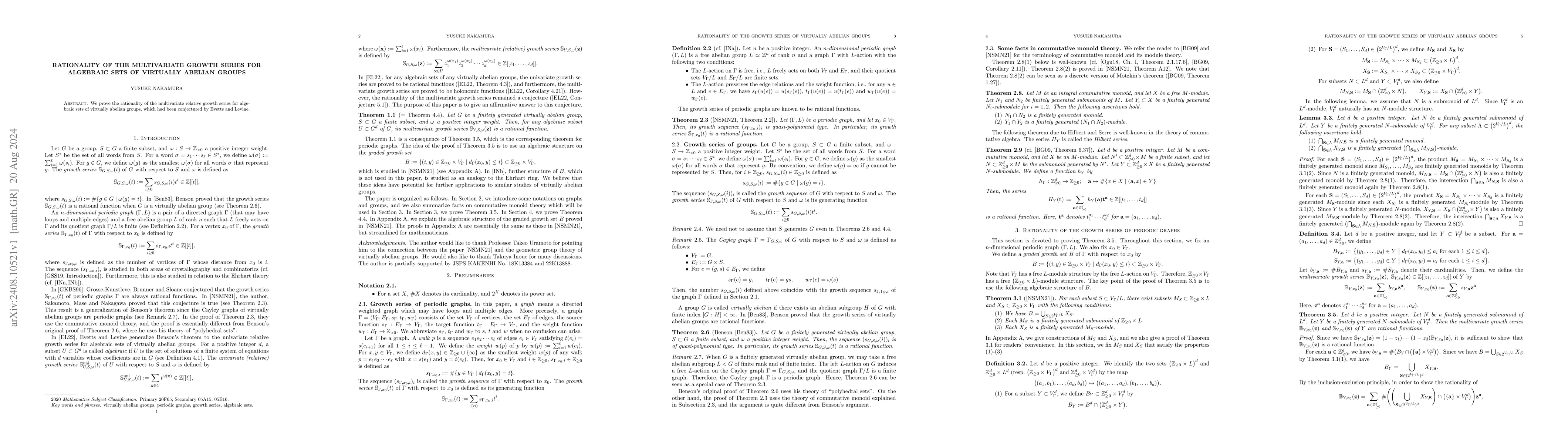 Thumbnail for Rationality of the multivariate growth series for algebraic sets of
  virtually abelian groups