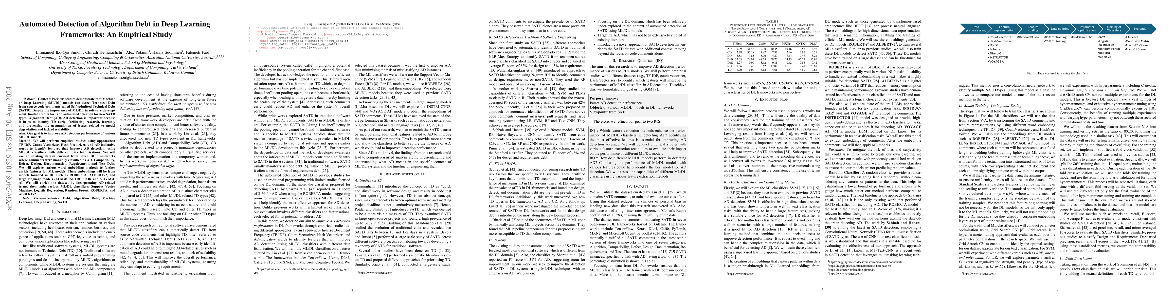 Thumbnail for Automated Detection of Algorithm Debt in Deep Learning Frameworks: An
  Empirical Study