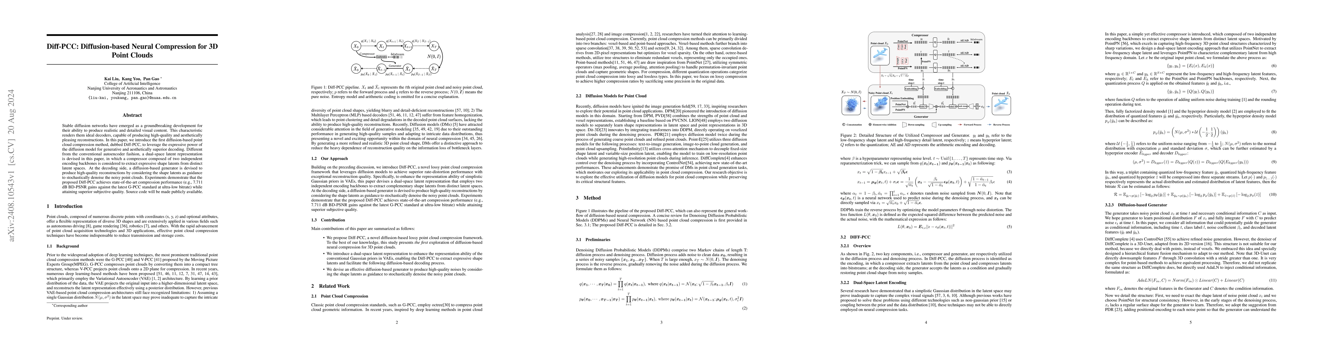 Thumbnail for Diff-PCC: Diffusion-based Neural Compression for 3D Point Clouds