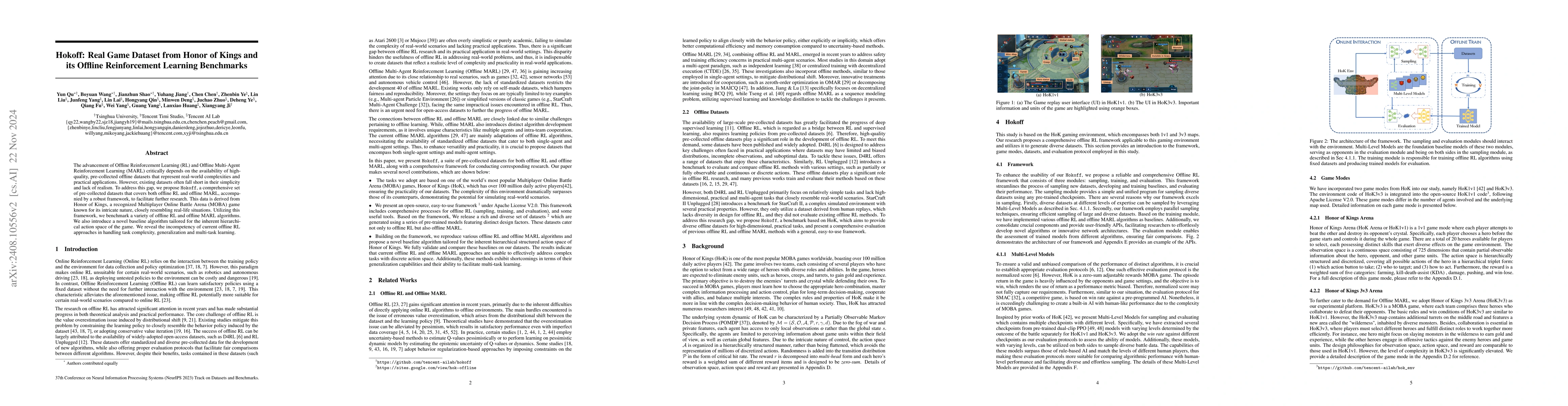 Thumbnail for Hokoff: Real Game Dataset from Honor of Kings and its Offline
  Reinforcement Learning Benchmarks