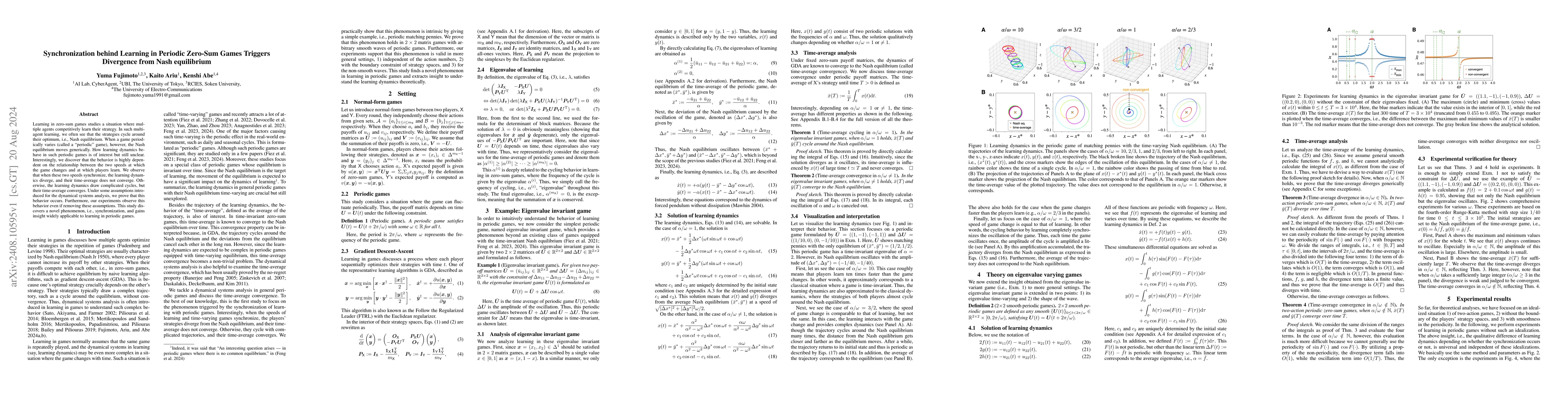 Thumbnail for Synchronization behind Learning in Periodic Zero-Sum Games Triggers
  Divergence from Nash equilibrium