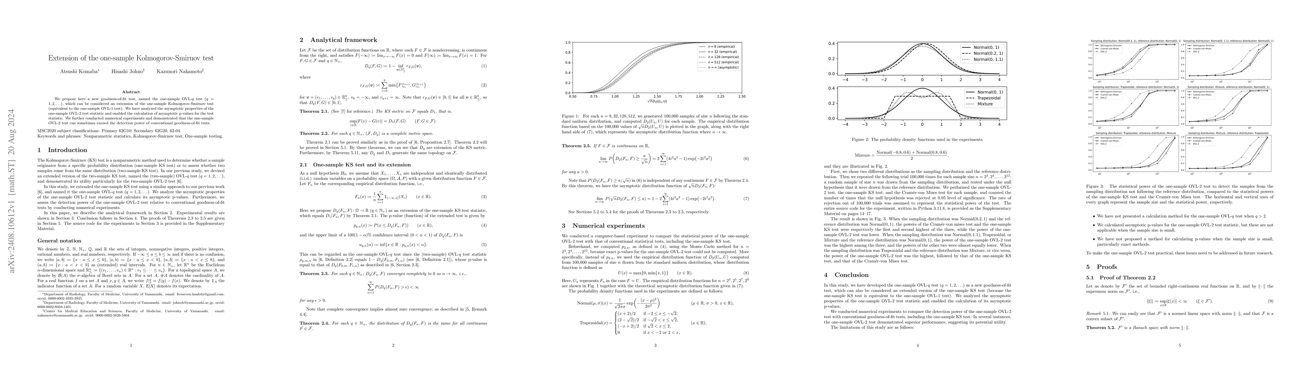 Thumbnail for Extension of the one-sample Kolmogorov-Smirnov test