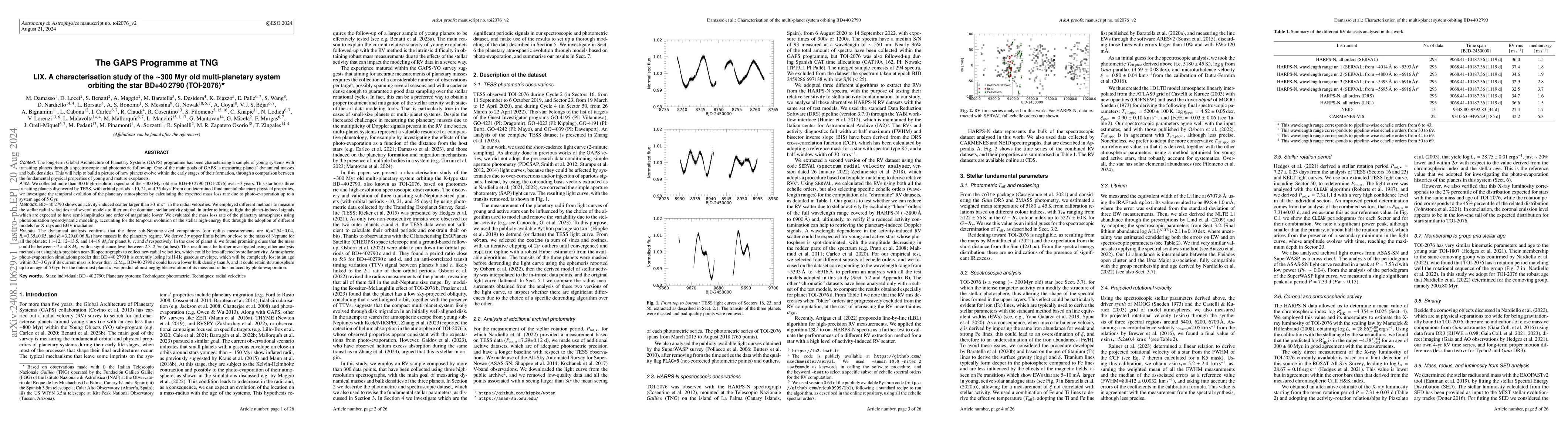Thumbnail for The GAPS Programme at TNG. LIX. A characterisation study of the
  $\sim$300 Myr old multi-planetary system orbiting the star BD+40 2790
  (TOI-2076)