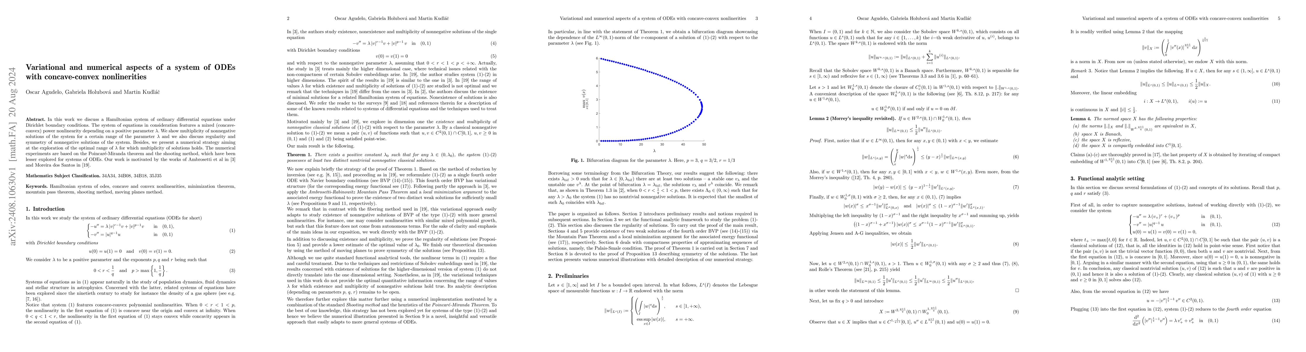 Thumbnail for Variational and numerical aspects of a system of ODEs with
  concave-convex nonlinerities