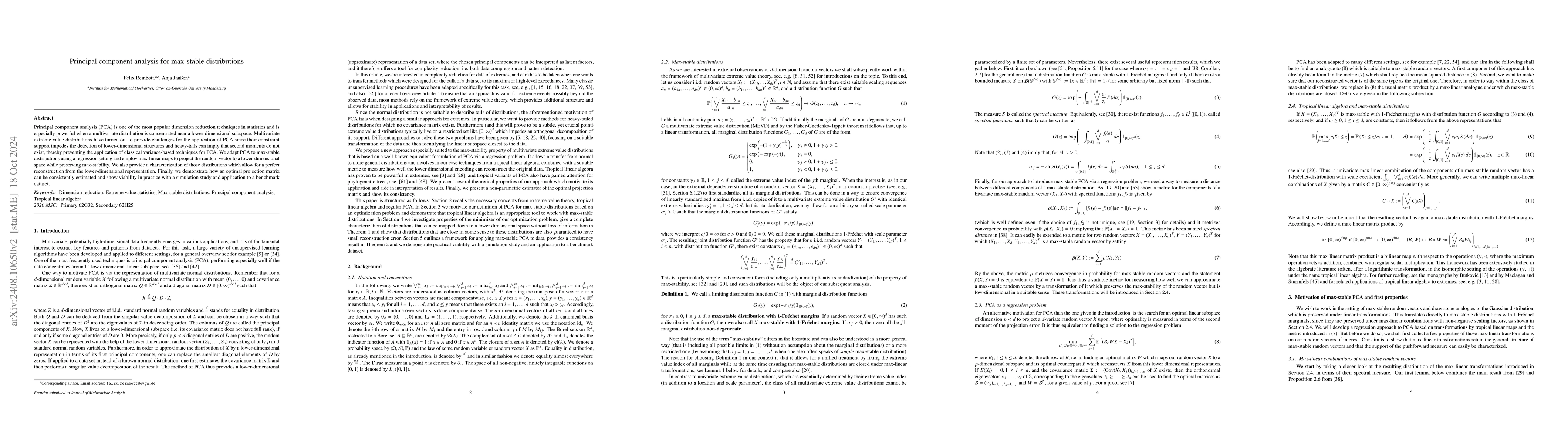 Thumbnail for Principal component analysis for max-stable distributions