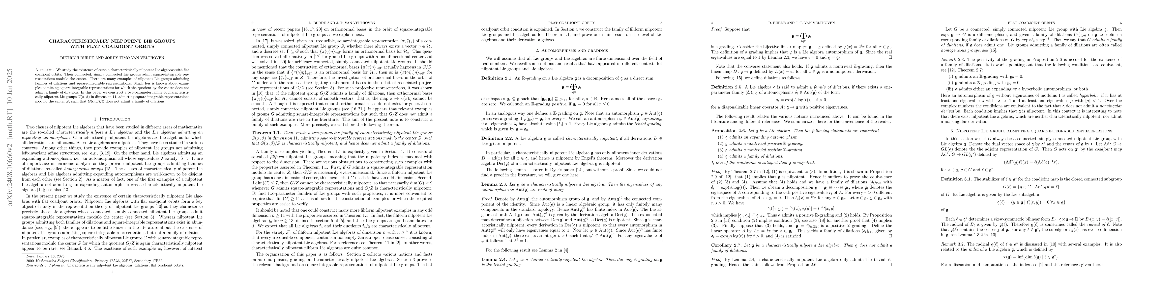 Thumbnail for Characteristically nilpotent Lie groups with flat coadjoint orbits