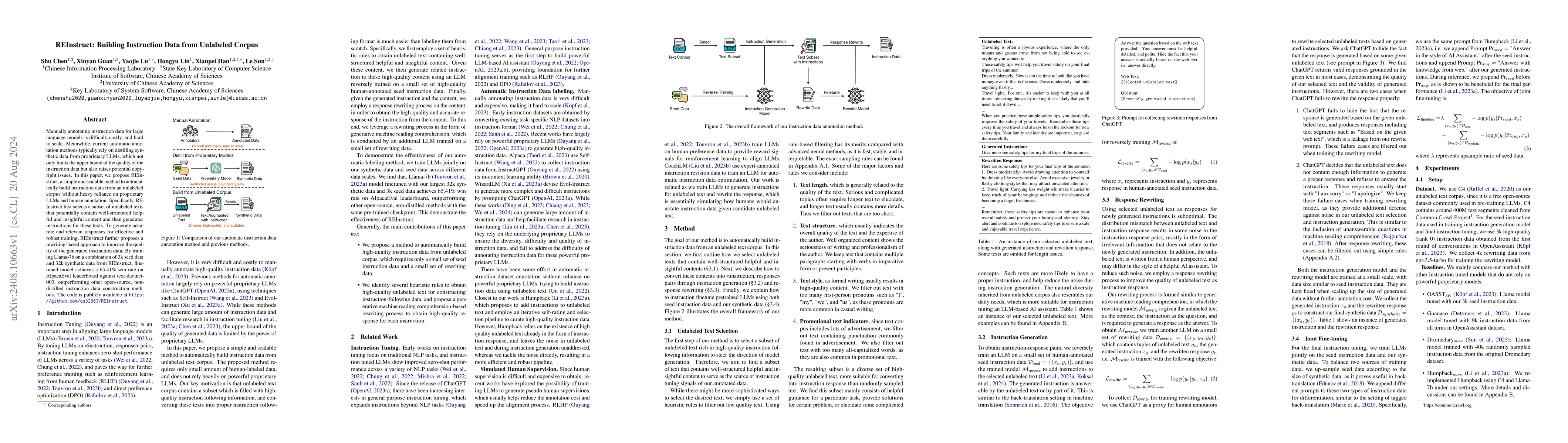 Thumbnail for REInstruct: Building Instruction Data from Unlabeled Corpus
