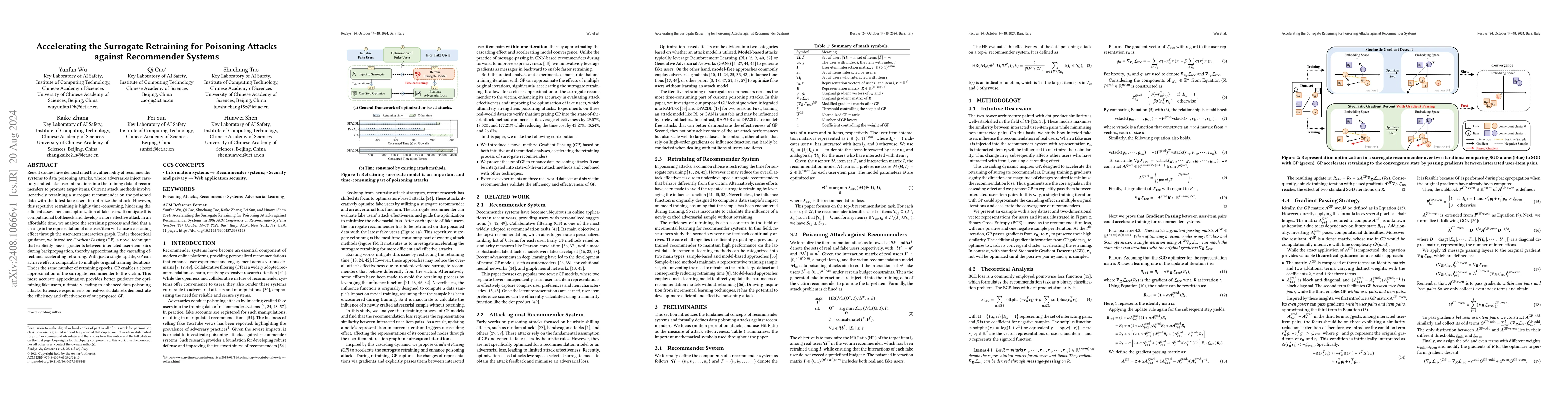 Thumbnail for Accelerating the Surrogate Retraining for Poisoning Attacks against
  Recommender Systems