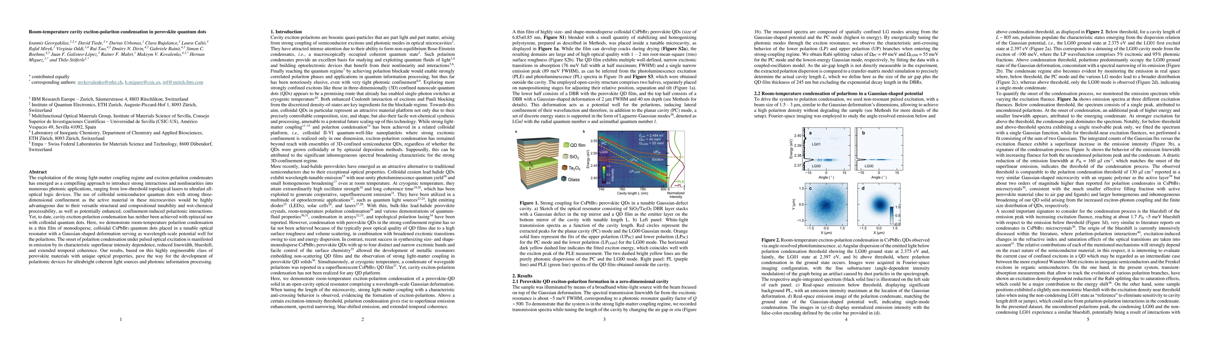 Thumbnail for Room-temperature cavity exciton-polariton condensation in perovskite
  quantum dots