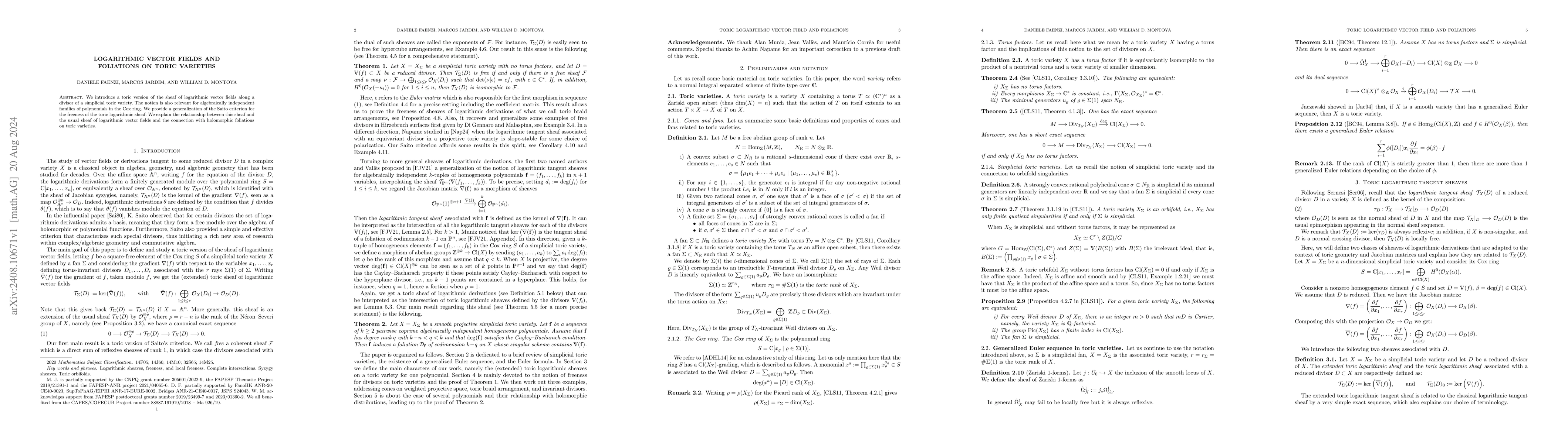 Thumbnail for Logarithmic vector fields and foliations on toric varieties