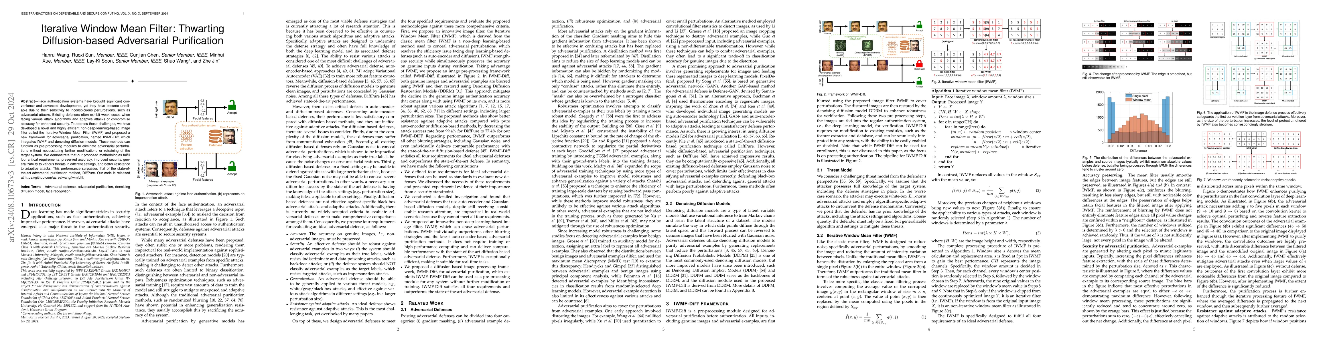 Thumbnail for Iterative Window Mean Filter: Thwarting Diffusion-based Adversarial
  Purification