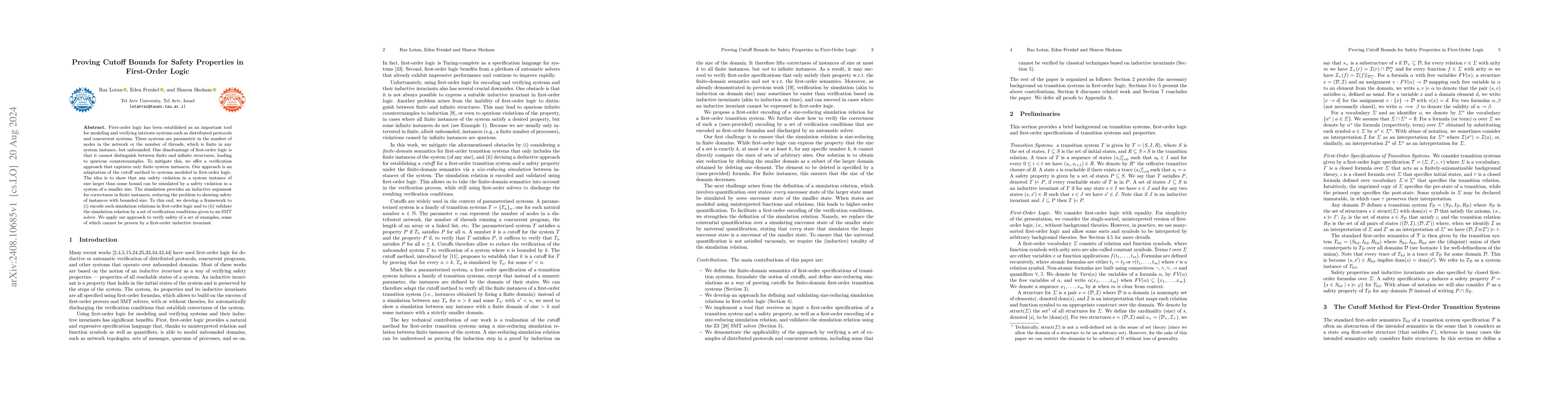 Thumbnail for Proving Cutoff Bounds for Safety Properties in First-Order Logic