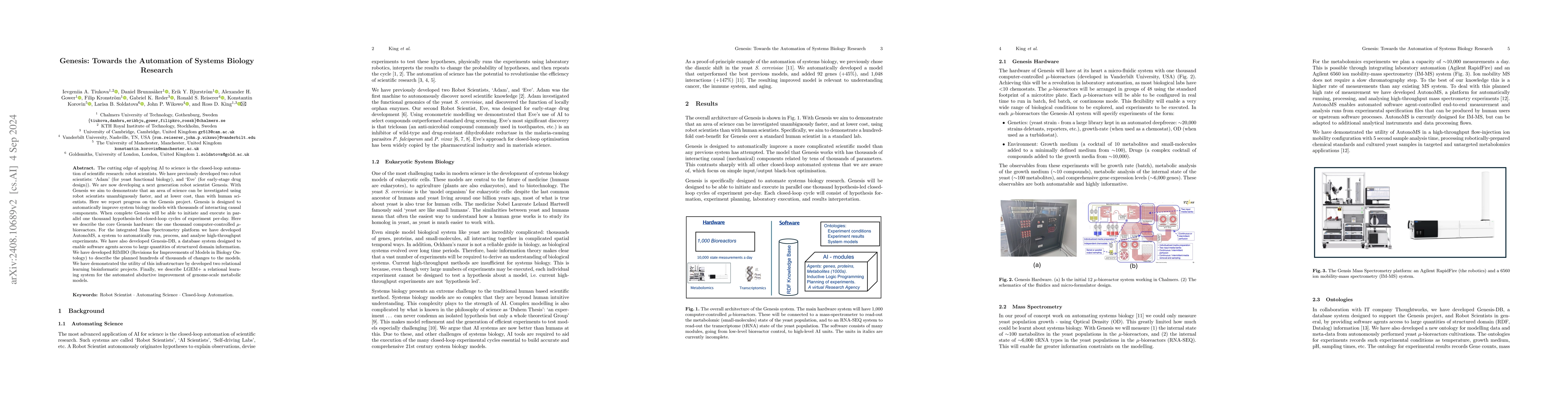 Thumbnail for Genesis: Towards the Automation of Systems Biology Research