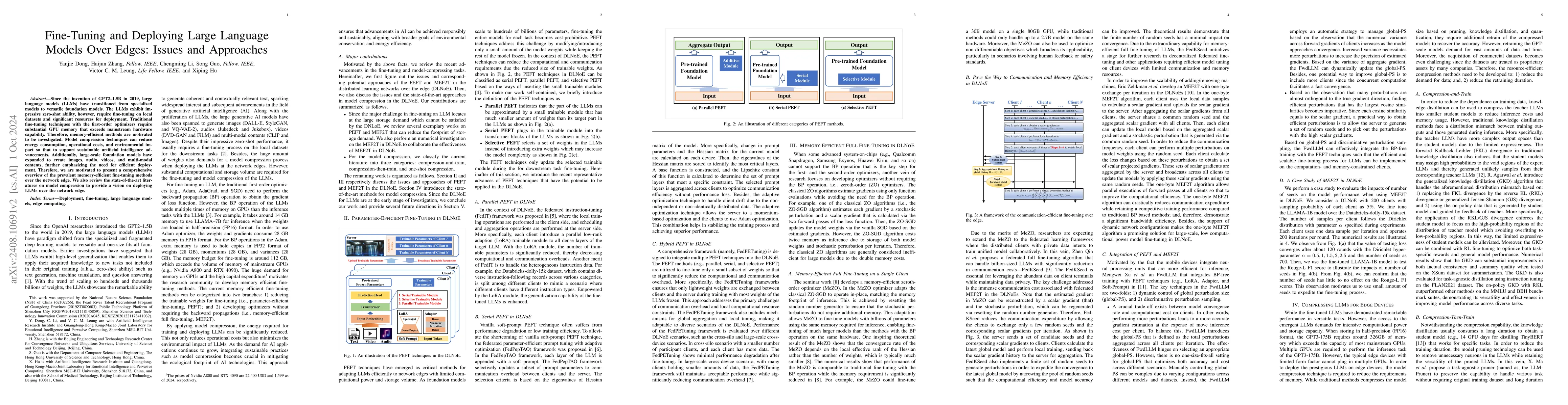 Thumbnail for Fine-Tuning and Deploying Large Language Models Over Edges: Issues and
  Approaches