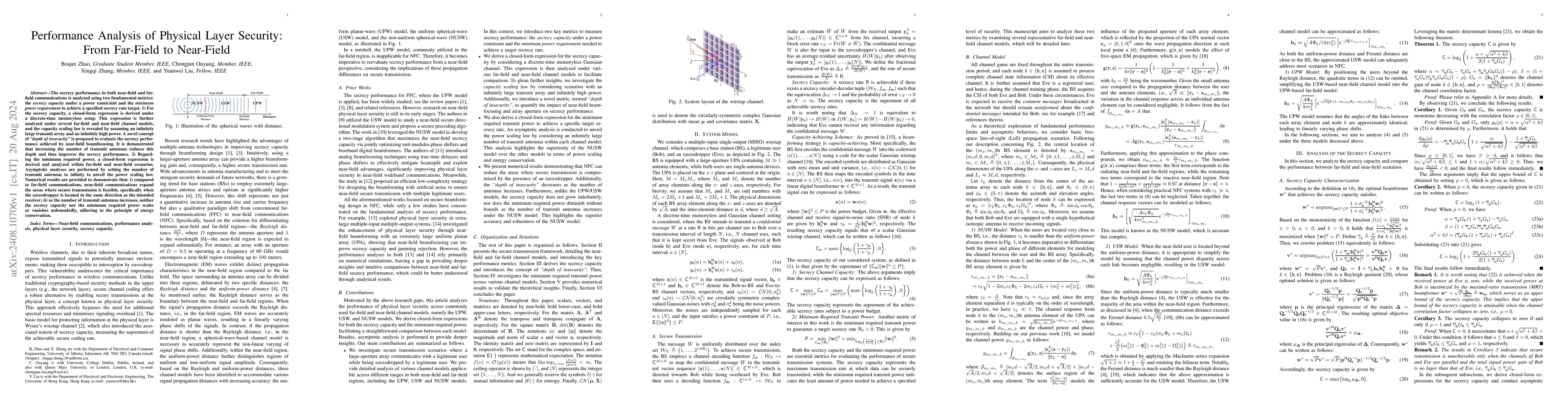 Thumbnail for Performance Analysis of Physical Layer Security: From Far-Field to
  Near-Field