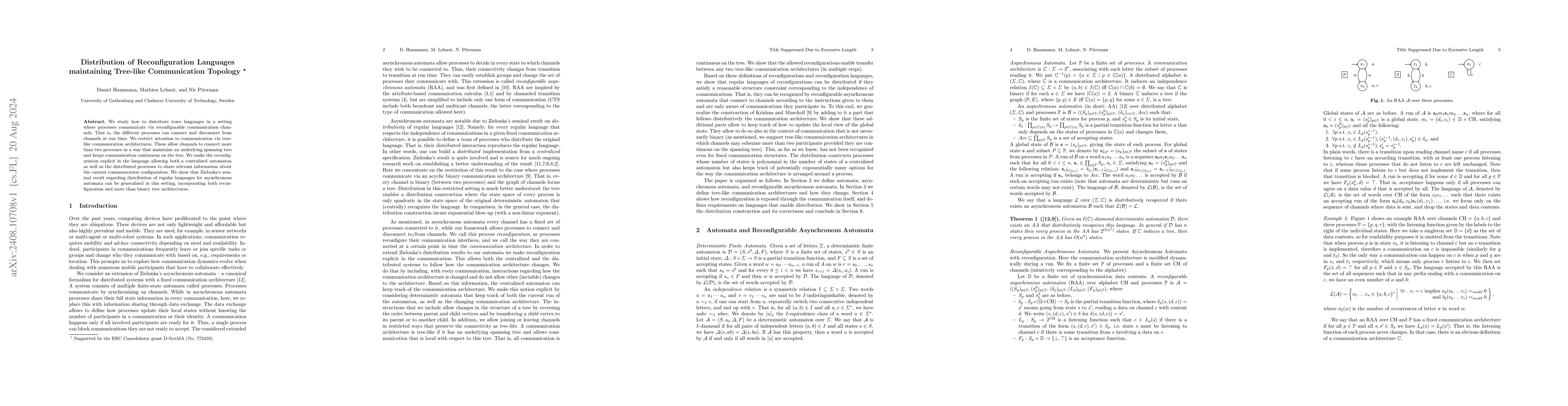 Thumbnail for Distribution of Reconfiguration Languages maintaining Tree-like
  Communication Topology