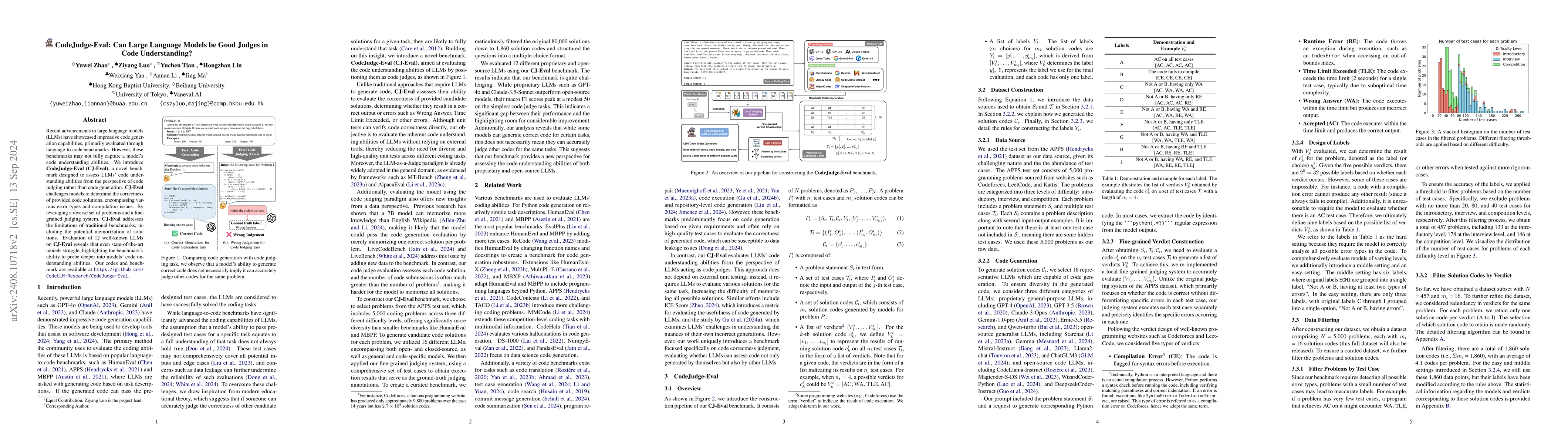 Thumbnail for CodeJudge-Eval: Can Large Language Models be Good Judges in Code
  Understanding?