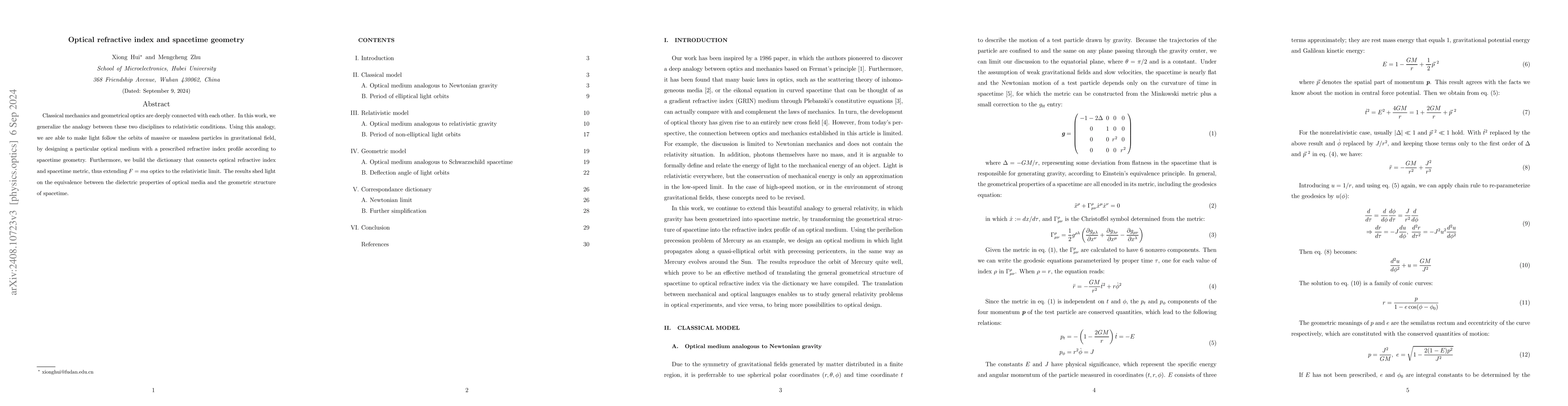 Thumbnail for Optical refractive index and spacetime geometry